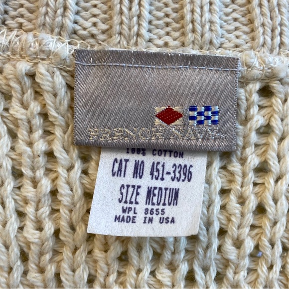 French Navy Cotton Cardigan Size M - Picture 4 of 5